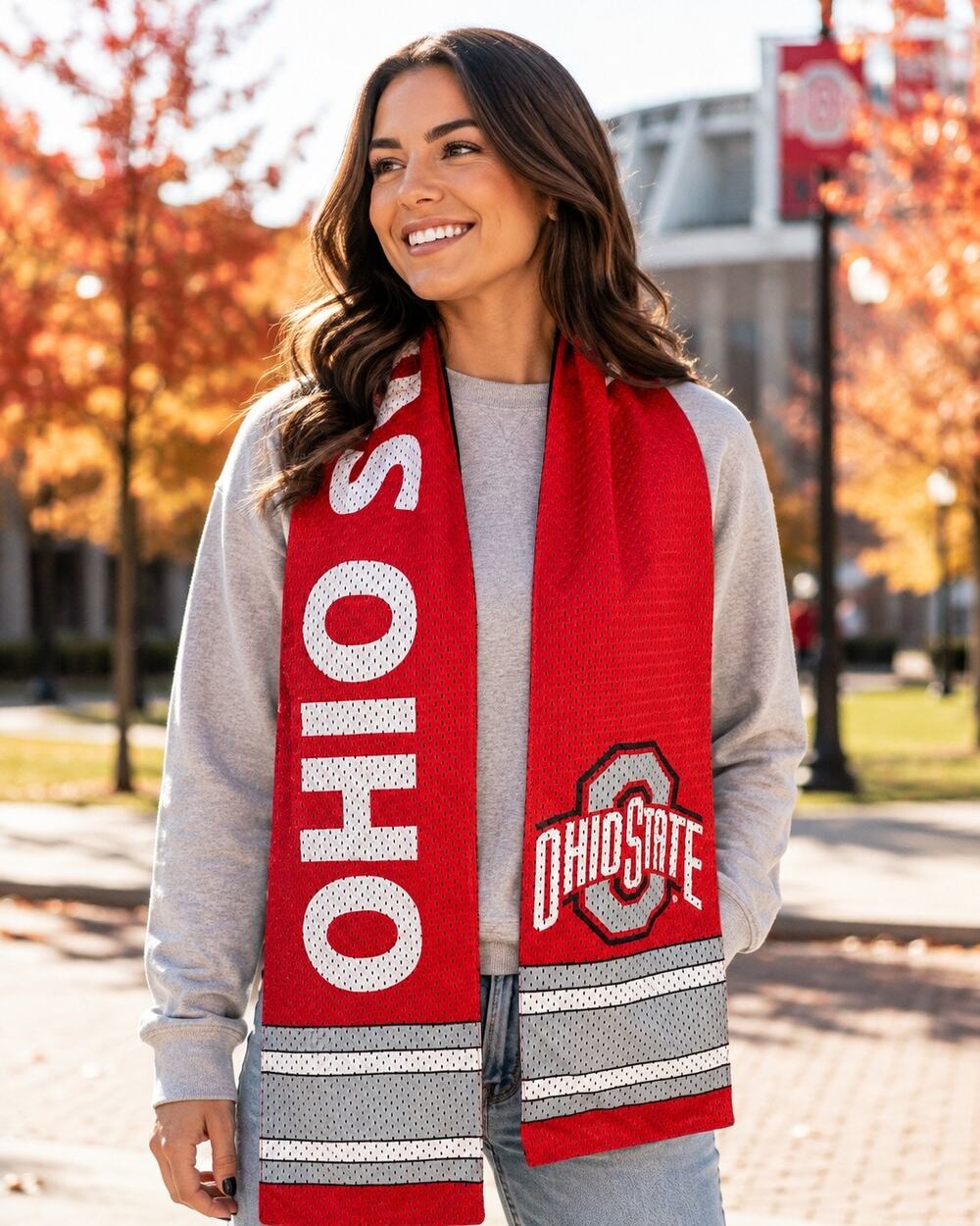 Ohio State Buckeyes Scarf Little Earth Red Mesh NCAA Football Fan
